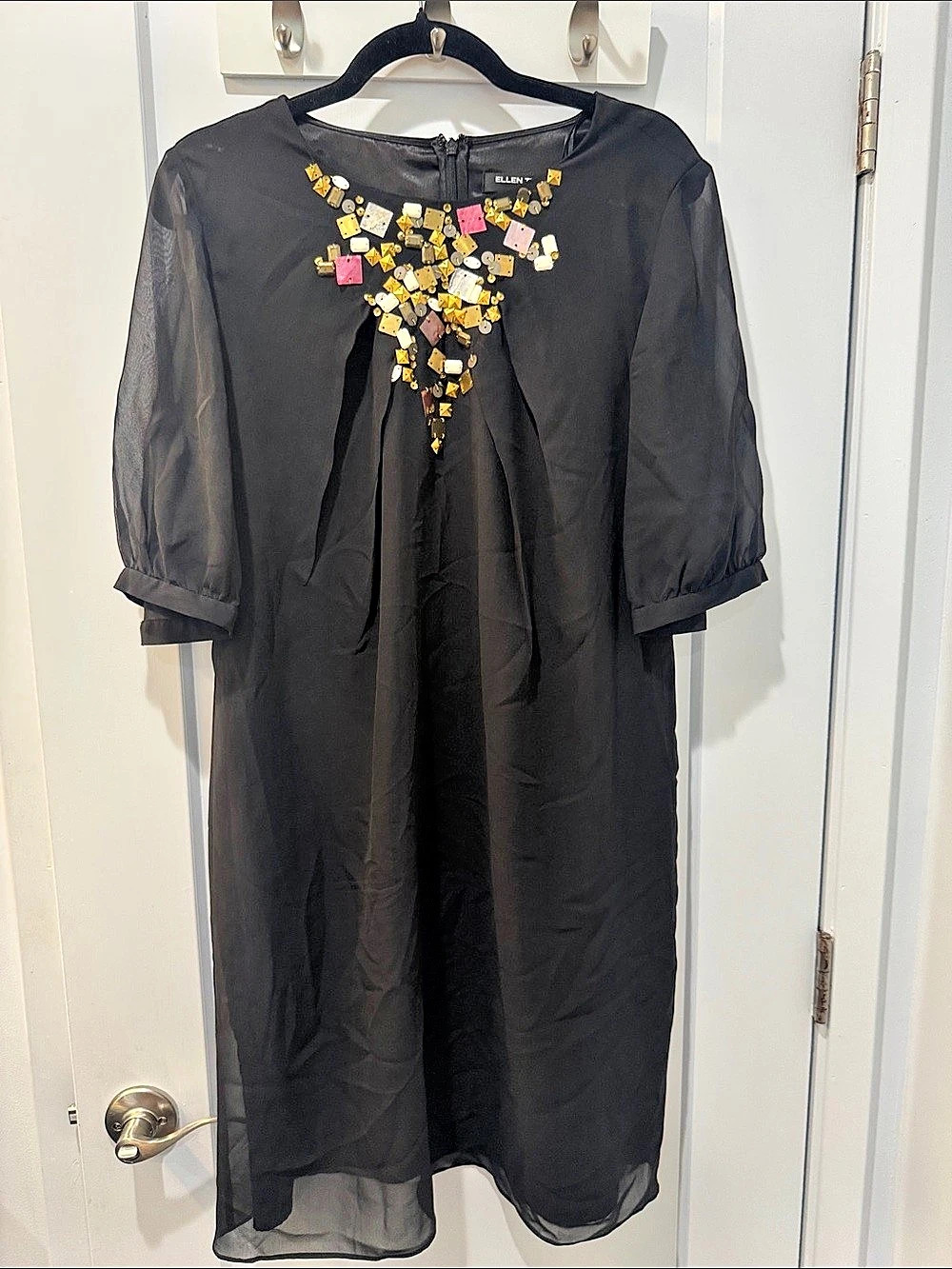 Ellen Tracy Black Embellished Dress